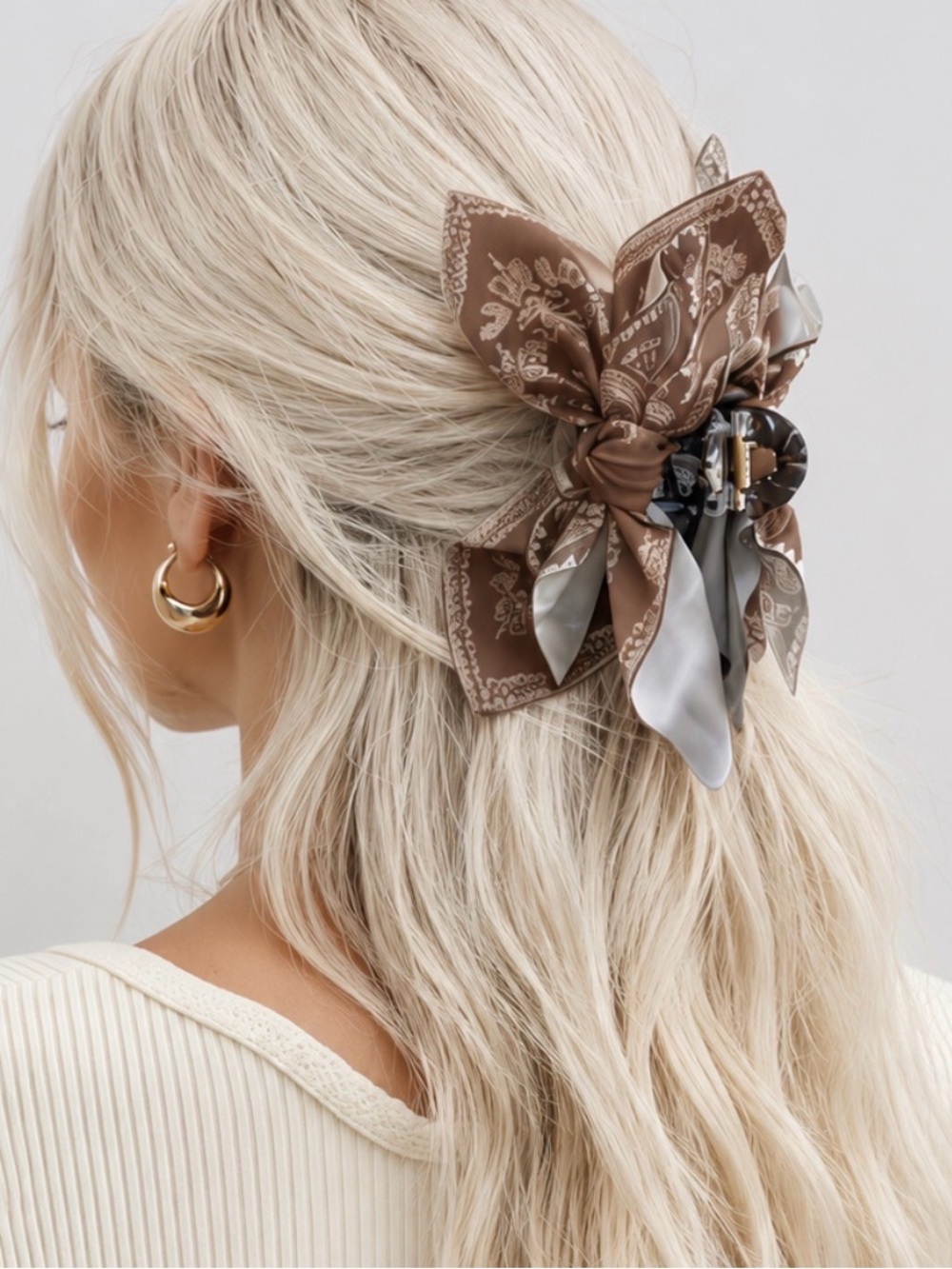Brown Paisley Bow Hair Clip - Women Accessories